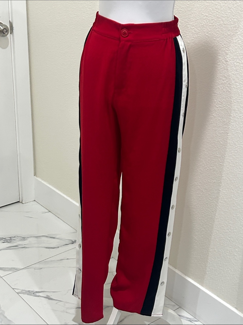 Hot & Delicious Red Snap-Stripe Jogger Pants
